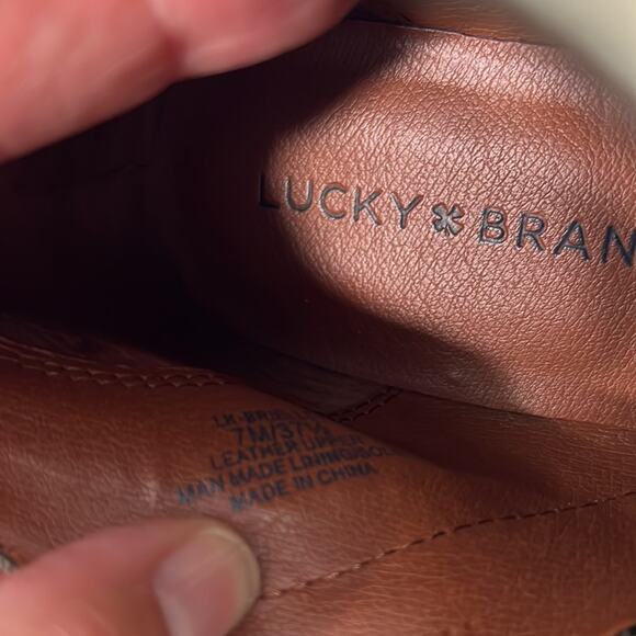 Lucky Brand Brielley taupe textured suede and leather ankle boots zipper 7 M - Picture 10 of 10